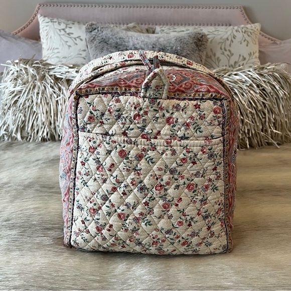 Vintage VERA BRADLEY Cream 1985 Large Duffle Bag Pink Floral Cottage Quilted - Picture 4 of 14